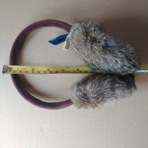 Vintage Nathaniel Cole 100% wool earmuffs cream black brown with fur - Picture 10 of 13